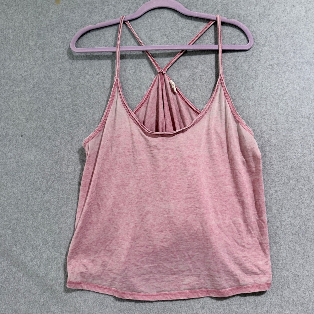 Boho Cotton On Pink Space Dye Cross Back Spaghetti Strap Camisole Tank Top y2k M